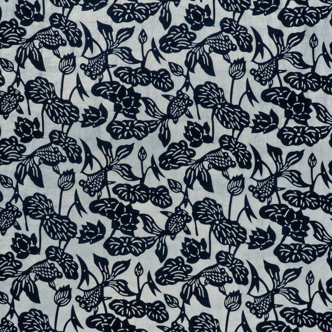 Fish Bowl Fabric - Natural Indigo