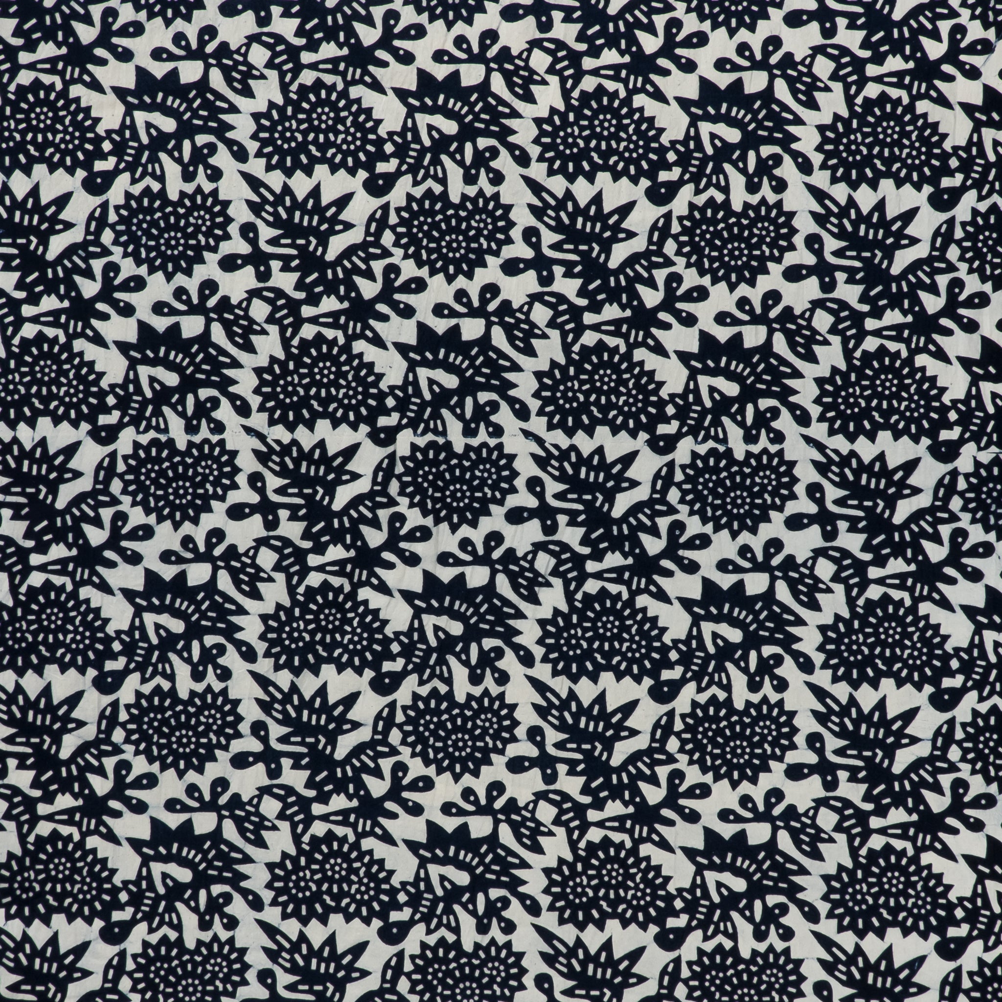 Flower Fabric - Natural Indigo