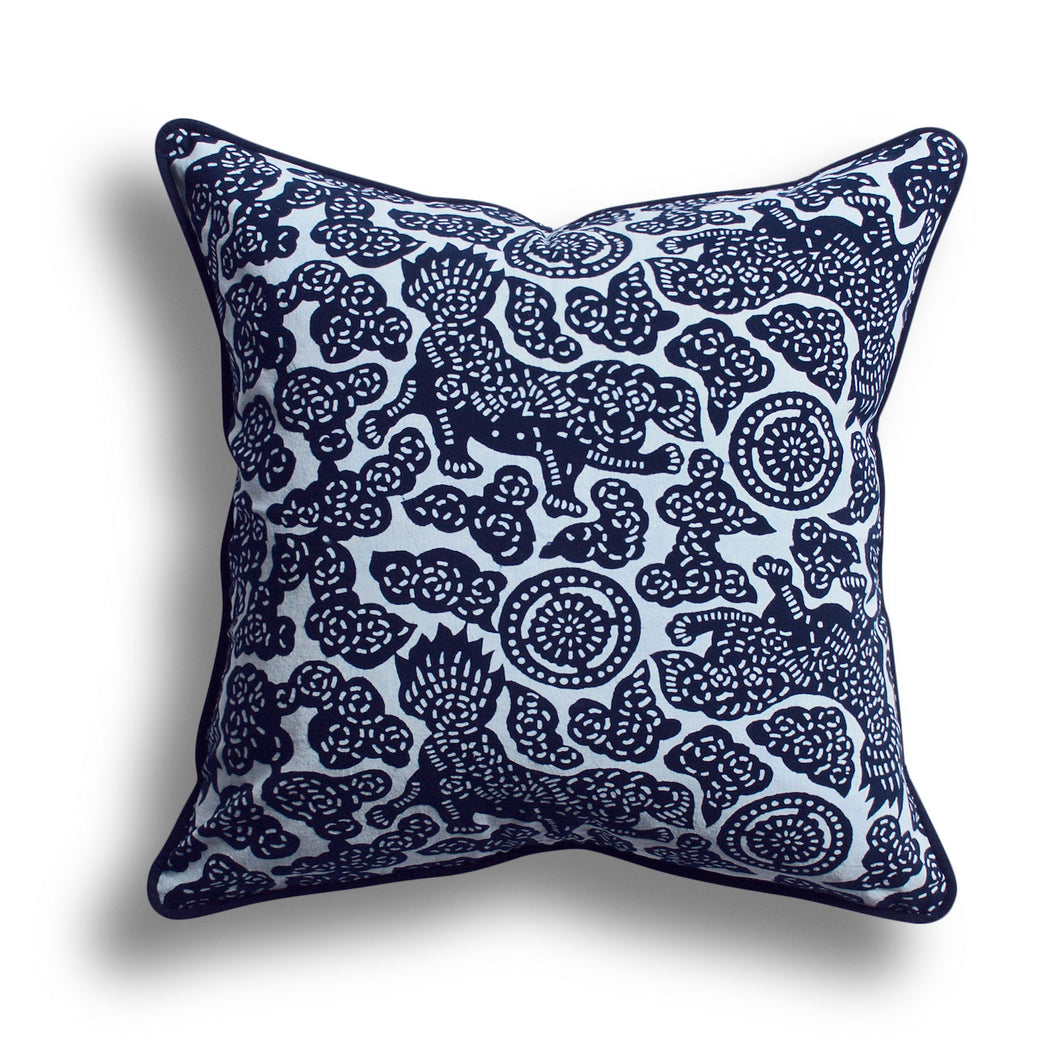 Indigo Foo Dog Pillow, 18 x 18 in