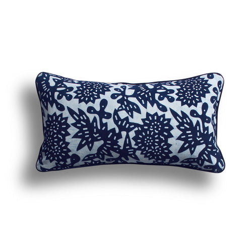 Indigo Flower Pillow, 10 x 18 in