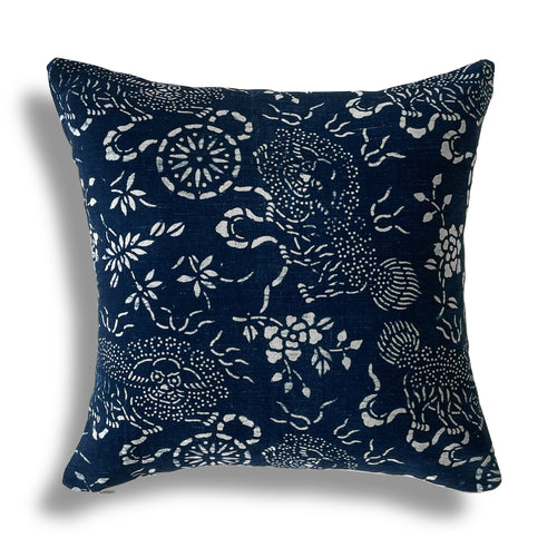 Vintage Nankeen Indigo Pillow 532, 16x16 in