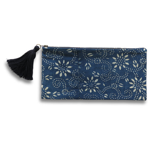 Vintage Indigo Floral Pouch